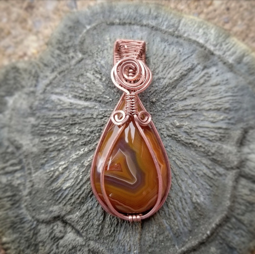Condor Agate Wire Wrapped Pendant